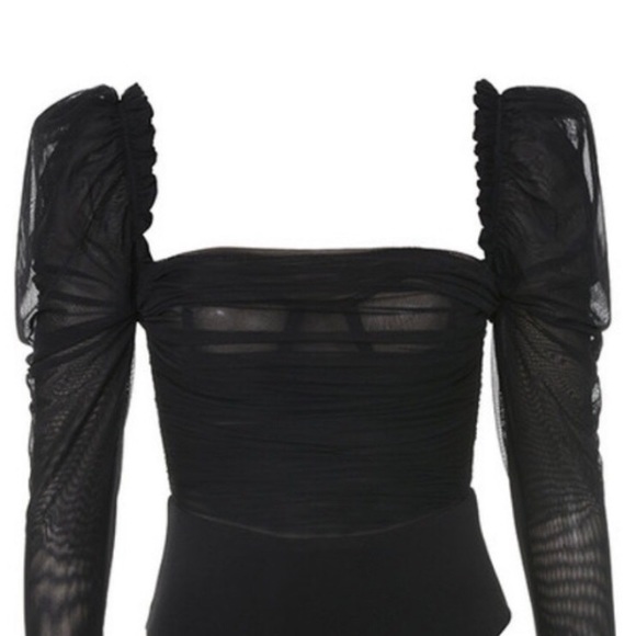 House of CB Black Emme Sheer Organza Tulle Bodysuit NWT - Picture 7 of 15